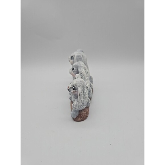 Vintage Nowells Inc Row Of Bunnies Ceramic Hand Painted Figure 1993 - Picture 2 of 12